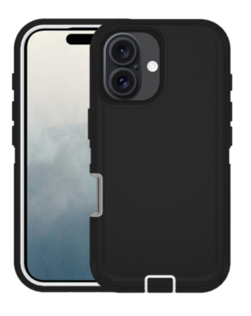 Heavy Duty Case for iPhone 16 Plus (BLACK & WHITE) (Only Ground Shipping)