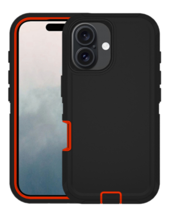Heavy Duty Case for iPhone 16 Plus (BLACK & RED) (Only Ground Shipping)
