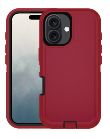 Heavy Duty Case for iPhone 16 Plus (MAROON & BLACK) (Only Ground Shipping)