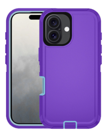 Heavy Duty Case for iPhone 16 Plus (PURPLE & TEAL) (Only Ground Shipping)