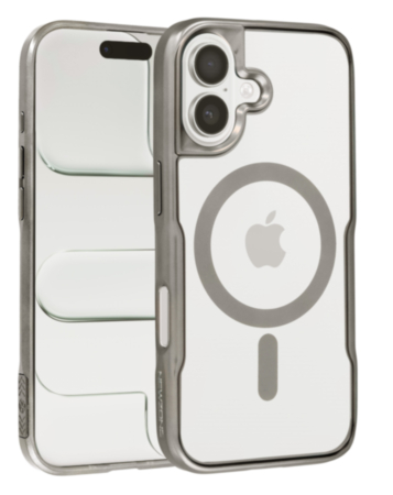 Glossy & Transparent Magnetic Case - TITANIUM for iPhone 16 Plus (Only Ground Shipping)