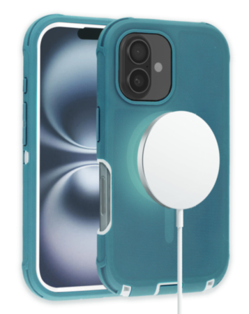 Wireless Charging Heavy Duty Case - TEAL for iPhone 16 Plus (Only Ground Shipping)
