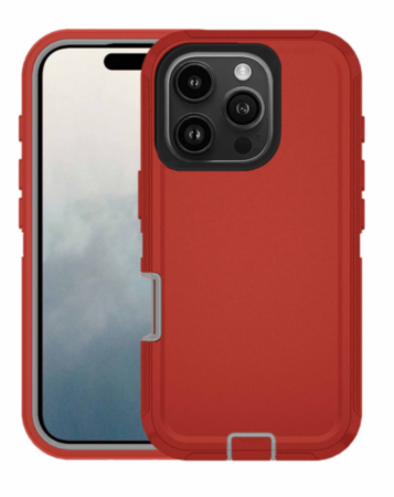 Heavy Duty Case for iPhone 16 Pro (RED & GRAY) (Only Ground Shipping)