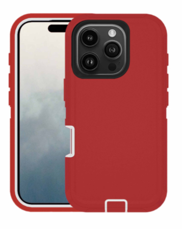 Heavy Duty Case for iPhone 16 Pro (RED & WHITE) (Only Ground Shipping)