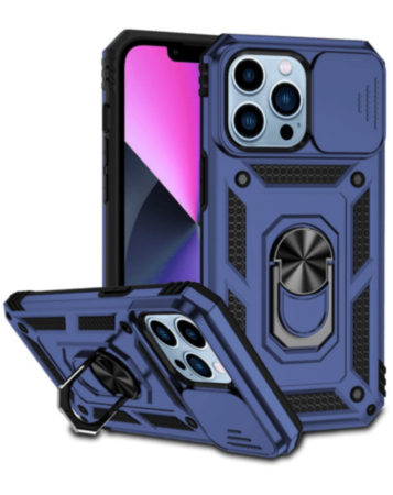 Dual Layers Hybrid Case with Metal Ring And Camera Protector - BLACK for iPhone 16 Pro (Only Ground Shipping)