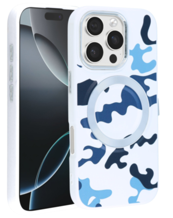 Camouflage Design Wireless Charging Case - WHITE for iPhone 16 Pro / 17 (Only Ground Shipping)