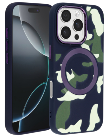 Camouflage Design Wireless Charging Case - BLACK for iPhone 16 Pro / 17 (Only Ground Shipping)