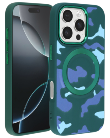 Camouflage Design Wireless Charging Case - GREEN for iPhone 16 Pro / 17 (Only Ground Shipping)