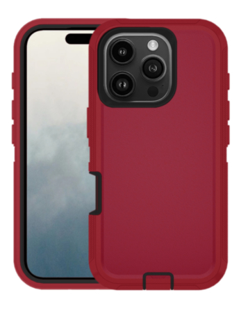 Heavy Duty Case for iPhone 16 Pro Max (MAROON & BLACK) (Only Ground Shipping)
