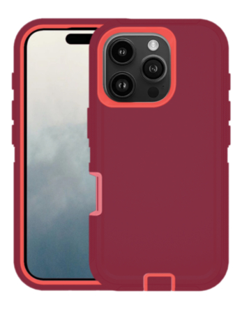 Heavy Duty Case for iPhone 16 Pro Max (MAROON & RED) (Only Ground Shipping)