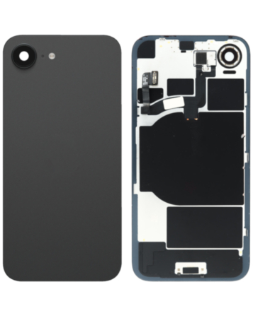Back Glass with Wireless NFC Charging Flex & Flashlight Flex for iPhone 16e (Black) (Service Pack)
