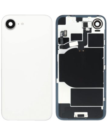 Back Glass with Wireless NFC Charging Flex & Flashlight Flex for iPhone 16e (White) (Service Pack)