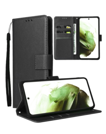 iPhone 16 Plus Leather Wallet Case with Card Slot - BLACK (Only Ground Shipping)