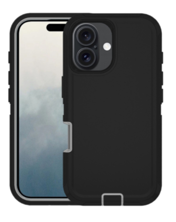 Heavy Duty Case for iPhone 16 Plus (BLACK & GRAY) (Only Ground Shipping)