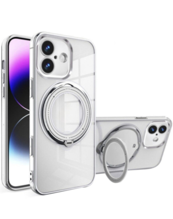iPhone 16 Plus Carbon Wireless Charging Case with Ring Stand - CLEAR (Only Ground Shipping)