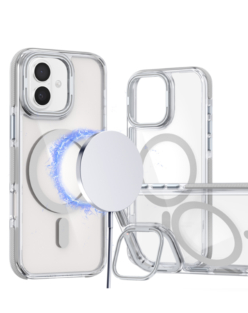 Thin Magnetic Clear Case with Camera Stand Kickstand - CLEAR for iPhone 16 Plus (Only Ground Shipping)
