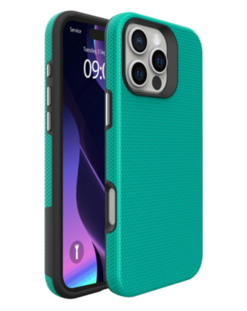 Shock Absorption Protective Dual Layer Case (TEAL) for iPhone 16 Pro (Only Ground Shipping)