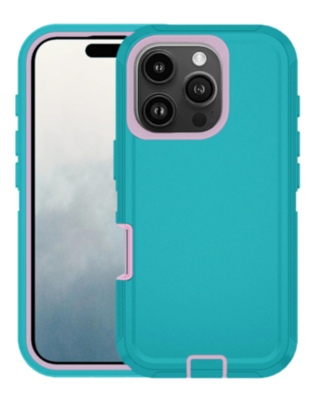 Heavy Duty Case for iPhone 16 Pro (TEAL & PINK) (Only Ground Shipping)