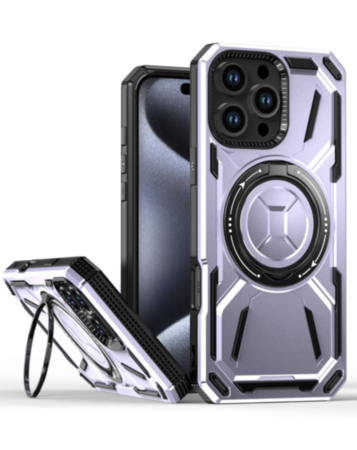 Full-Body Rugged Shockproof Case with Built-in Ring Holder - PURPLE for iPhone 16 Pro (Only Ground Shipping)