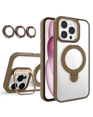Magnetic Clear Case with 2 Kickstand & Camera Lens - DESERT TITANIUM for iPhone 16 Pro (Only Ground Shipping)