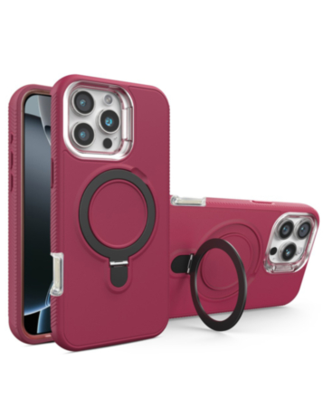 Support Heavy Duty Case with Wireless Charging Kickstand - MAROON for iPhone 16 Pro (Only Ground Shipping)