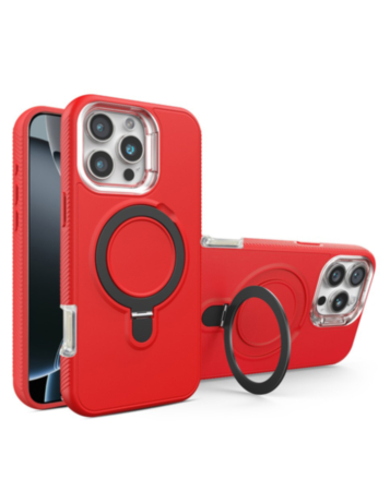 Support Heavy Duty Case with Wireless Charging Kickstand - RED for iPhone 16 Pro (Only Ground Shipping)