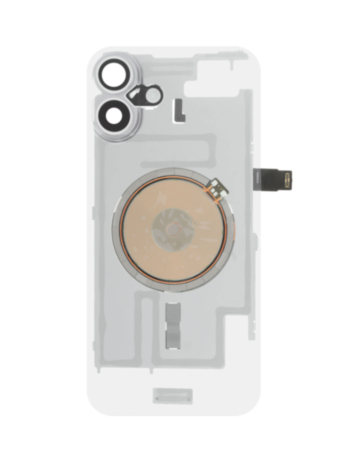Clear Back Glass with Wireless NFC and MagSafe Magnet for iPhone 16 Plus (NO LOGO) (WHITE)
