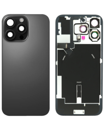 Back Glass with MagSafe Magnet & NFC & Flashlight Flex for iPhone 16 Pro Max (BLACK TITANIUM) (NO LOGO)