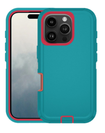 Heavy Duty Case for iPhone 16 Pro (TEAL & RED) (Only Ground Shipping)