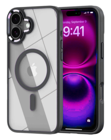 Shiny Magnetic Clear Cases - BLACK for iPhone 17 (Only Ground Shipping)