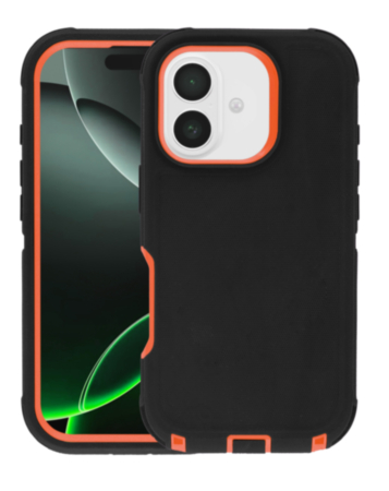 Heavy Duty Case - BLACK & ORANGE for iPhone 17 (Only Ground Shipping)