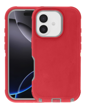 Heavy Duty Case for iPhone 17 (RED & GRAY) (Only Ground Shipping)