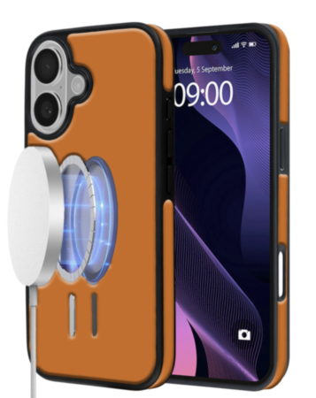 Wireless Charging Clear Case with IC Chip - ORANGE for iPhone 17 (Only Ground Shipping)