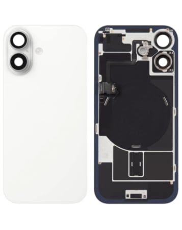 Back Glass with Frame and Wireless NFC Charging Flex and MagSafe Magnet for iPhone 17 (NO LOGO) (WHITE)