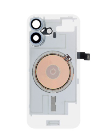 Clear Back Glass with Frame and Wireless NFC Charging Flex and MagSafe Magnet for iPhone 17 (NO LOGO) (MIST BLUE)