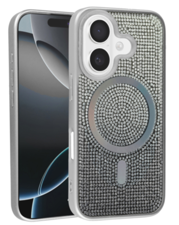 Thin Wireless Charging Bling Diamond Crystal Case - WHITE for iPhone 17 (Only Ground Shipping)
