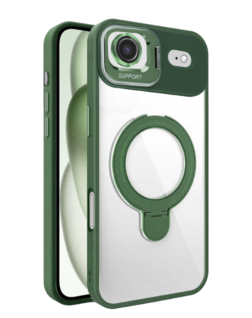 Magnetic Clear Case with 2 Kickstand & Camera Lens - DARK GREEN for iPhone Air (Only Ground Shipping)