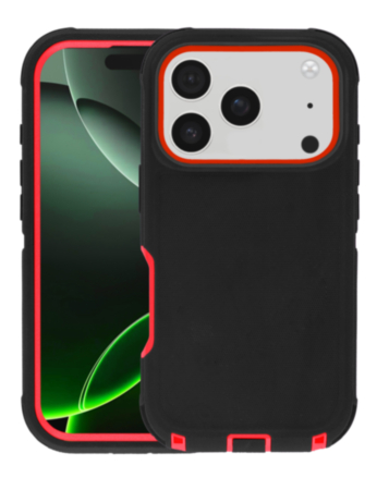 Heavy Duty Case for iPhone 17 Pro (BLACK & RED) (Only Ground Shipping)