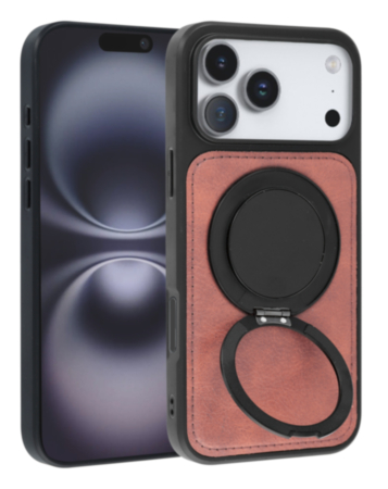 Slim Leather Case with Wireless Charging Kickstand - PINK for iPhone 17 Pro (Only Ground Shipping)