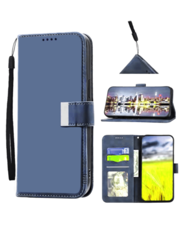 Elegant Leather Wallet Case with Wristlet Strap - BLUE for iPhone 17 Pro Max (Only Ground Shipping)