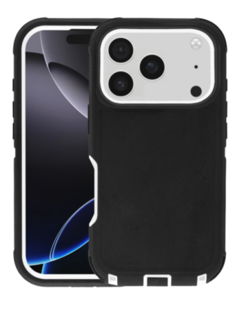 Heavy Duty Case for iPhone 17 Pro / 18 Pro (BLACK / WHITE) (Only Ground Shipping)
