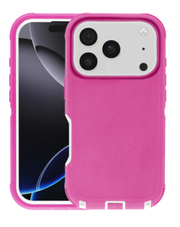 Heavy Duty Case for iPhone 17 Pro / 18 Pro (PINK / WHITE) (Only Ground Shipping)