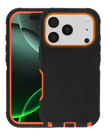 Heavy Duty Case for iPhone 17 Pro Max / 18 Pro Max (BLACK / ORANGE) (Only Ground Shipping)