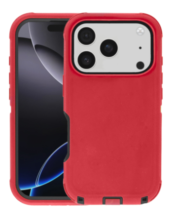 Heavy Duty Case for iPhone 17 Pro Max / 18 Pro Max (RED / BLACK) (Only Ground Shipping)