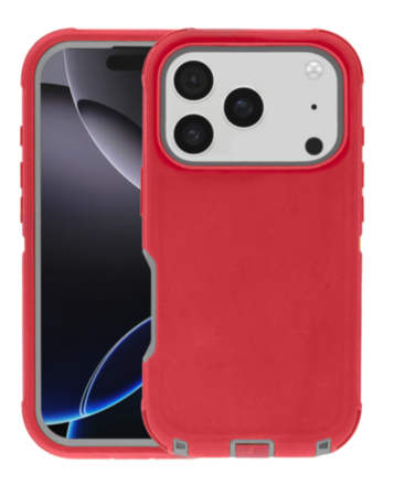 Heavy Duty Case for iPhone 17 Pro Max / 18 Pro Max (RED / GRAY) (Only Ground Shipping)