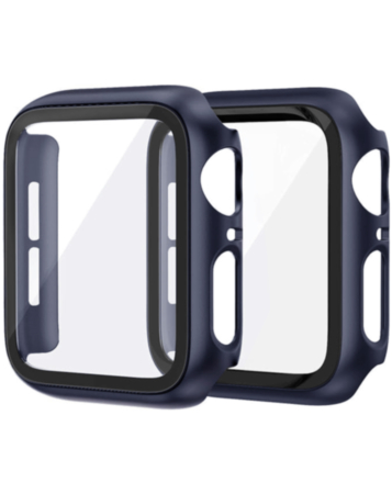 iWatch 46mm Hard PC Bumper Case with Tempered Glass - NAVY BLUE (Only Ground Shipping)