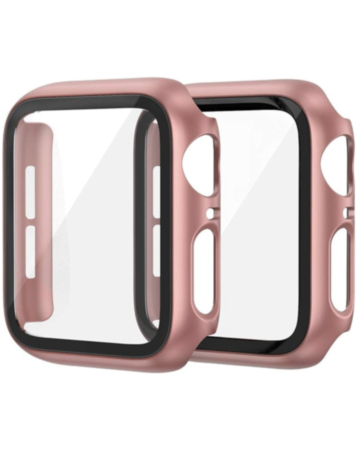 iWatch 46mm Hard PC Bumper Case with Tempered Glass - ROSE GOLD (Only Ground Shipping)