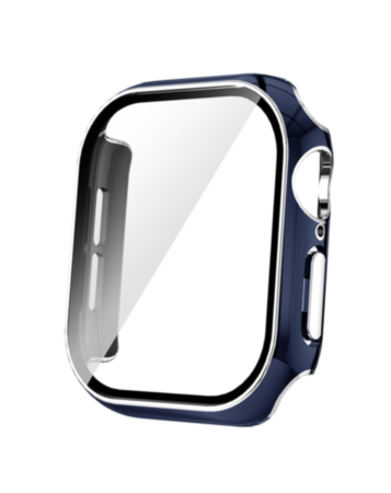 iWatch 46mm (2024) Shinny Hard PC Bumper Case - BLUE & SILVER (Only Ground Shipping)