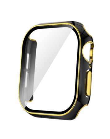 iWatch 46mm (2024) Shinny Hard PC Bumper Case - BLACK & GOLD (Only Ground Shipping)