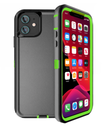 Heavy Duty Case for iPhone 12 Mini (BLACK & GREEN) (Only Ground Shipping)